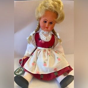Vintage German Juko Hard Plastic 11" Doll With Tag  T5
